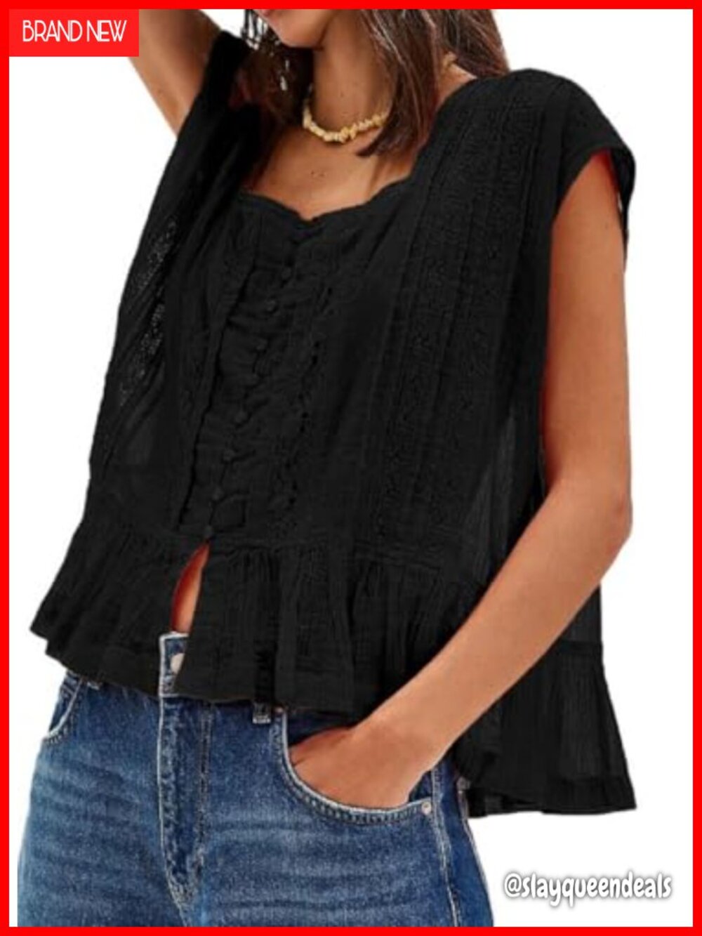 Women Pleated Crop Tank Top Lace Tie Front Sleeveless Semi Sheer Blouse